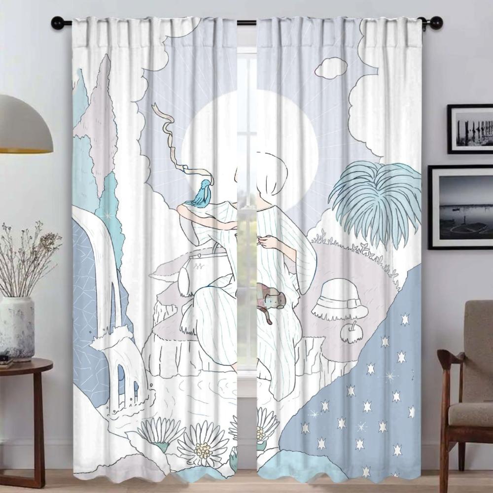 Dream Girl Curtains Child Room Partition Kitchen Curtains for Camera Halloween Decoration Blackout Curtain Shades Living Elegant