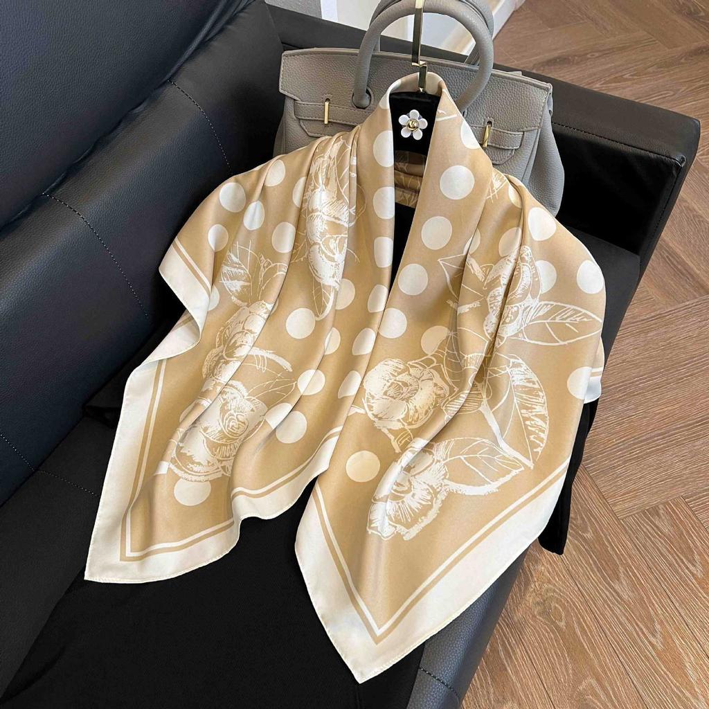 91Cm square scarf silk scarf women's new literary and fashion scarf accessories autumn and winter retro versatile shawl
