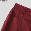 INCERUN Men Zipper Up Layers Patchwork Casual  Long Straight Pants Trousers