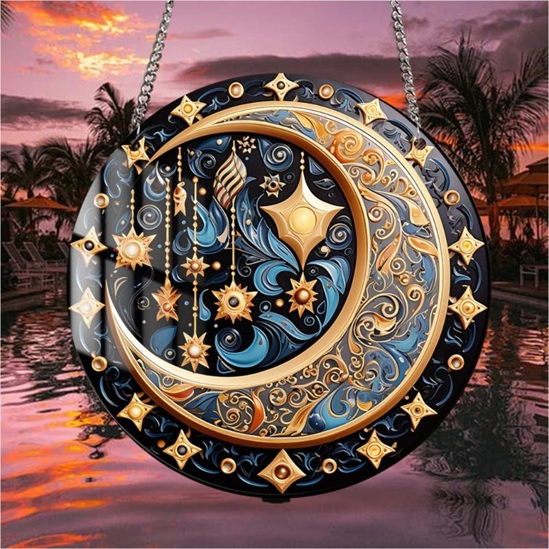 Hanging Decoration Retro Acrylics Hanging Ornaments Middle Eastern Moon Festival Supplies for Indoor and Outdoor Use