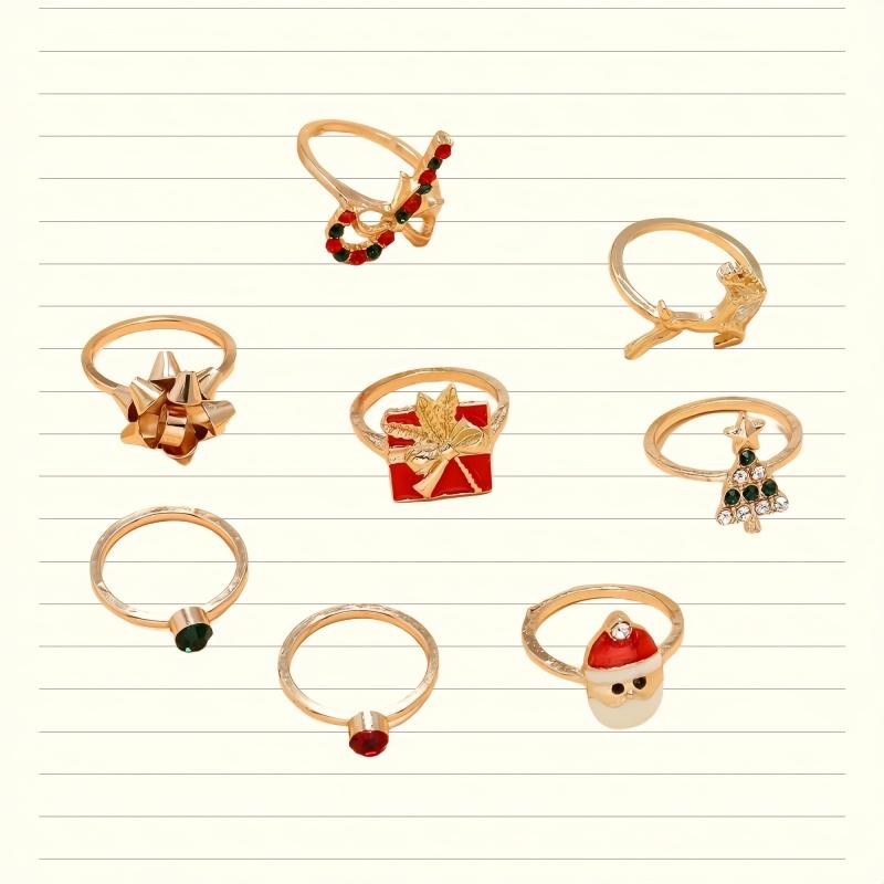 

8 штук 1 набор Рождественское кольцо Точка Бриллиант Рождественская елка Подарок Палочка Дед Мороз Бант Лось Кольцо