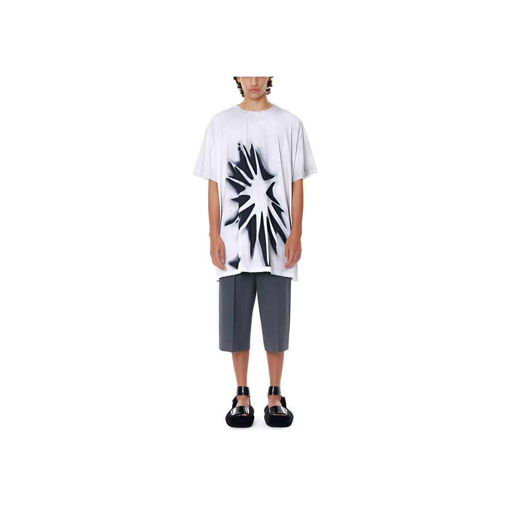 We11done Ss22 Pattern Painted Wash Short Sleeve T-Shirt Unisex T-Shirts White WD-TT1-22-715-U-WH