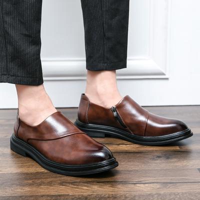 Fashion British Style Pointed Elegant Men's Dress Shoes Anti Slip Wear-resistant Men's Leather Casual Shoes Work Shoes Low Cut Versatile