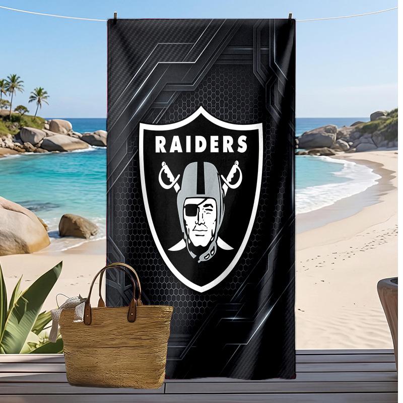 Asciugamano da Spiaggia Stampa Las Vegas Raiders Morbido Portatile Asciugatura Rapida?Asciugamano Asciutto Per Piscina Vacanza Estiva Sport all'Aperto