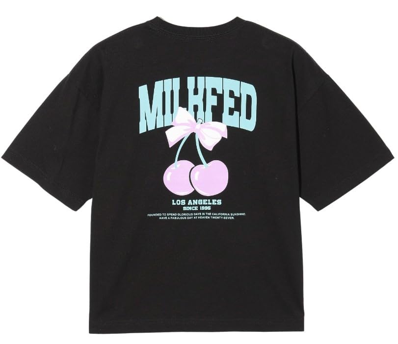 

Milkfed Повседневные шорты с лентой и вишней широкие черные женские футболка, чёрный