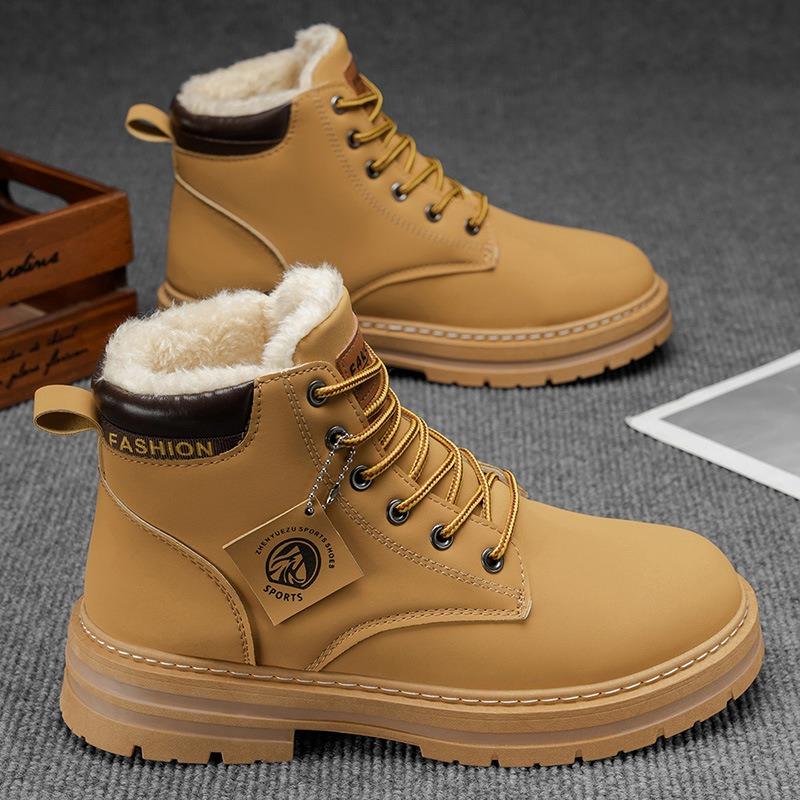 Martin Boots Men's Shoes Winter High-top Sports and Leisure Trend Tooling Velvet Thickened Cotton Shoes