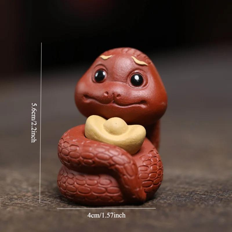 Purple Sand Tea Pet Household Teaware Decoration Lovely Art Tea Pet Creative Can Raise Tea Play Decoration Zodiac Snake Mascot