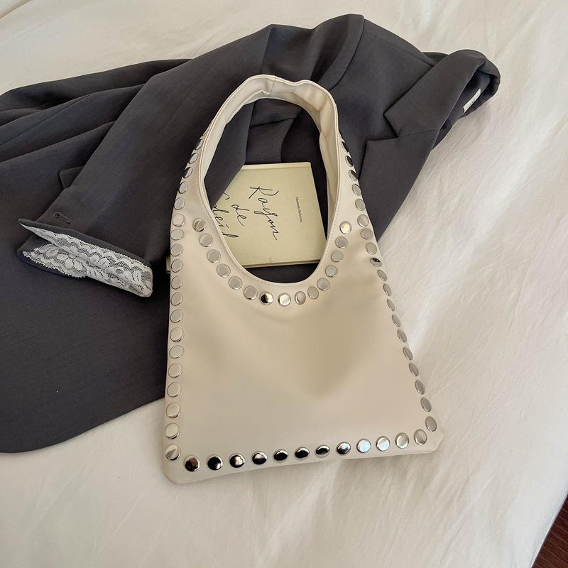 Rivet One Shoulder Underarm Bag Fashion Motorcycle Style Large Capacity Casual Tote Bag