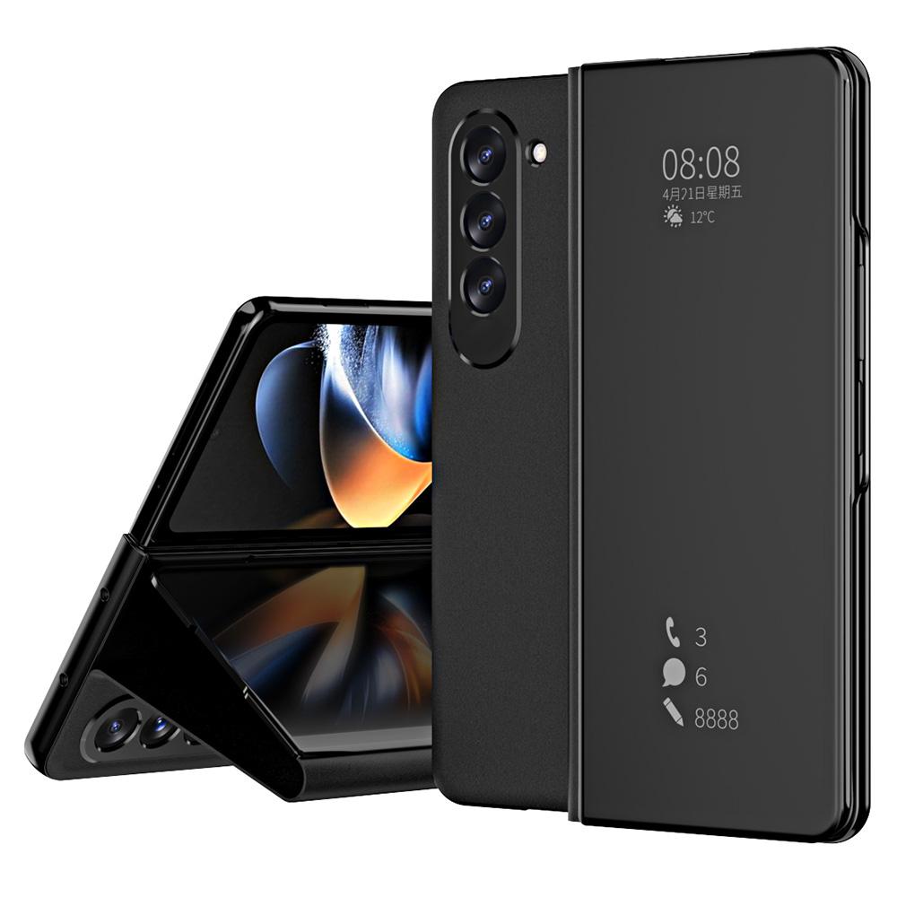 

Чехол для телефона с зеркальной поверхностью для Samsung Galaxy Z Fold5 5G, подставка из ПУ кожи, гальваническое покрытие Black