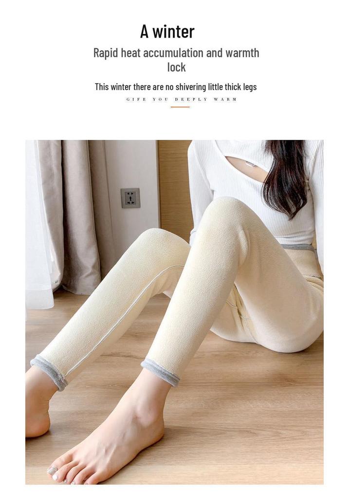 HG Damen Hohe Taille Lammwoll Samt Verdickt Schlankmachend Winter Baumwollhose