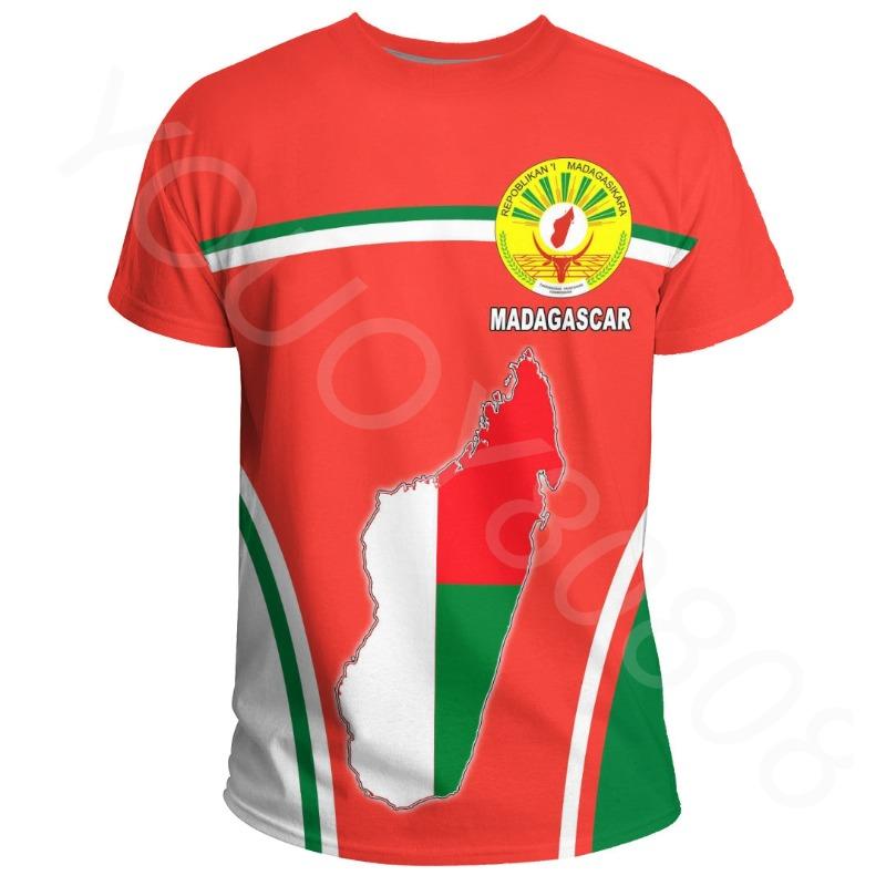 

African country Madagascar men s clothing summer short-sleeved T-shirt street Harajuku simple 3D printing round neck top S