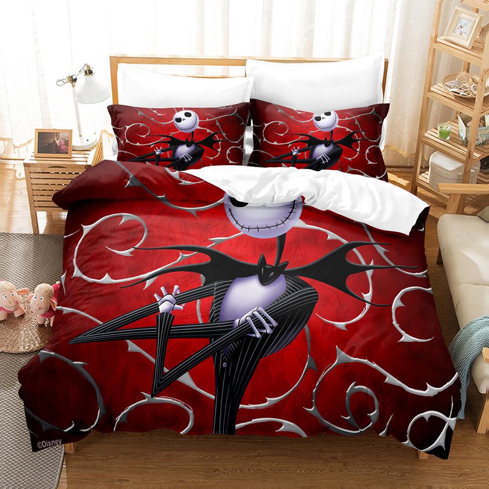 Animation Cartoon Digital Printing Bedding Christmas Eve Fright Polyester Cotton Microfiber Duvet Set Three-Piece Set