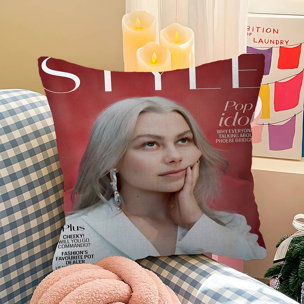 Phoebe Bridgers Music Album Stitch Lucky Dragon Pillow Cover Sofa Cushion Cover Home Room Decoration Children Gift