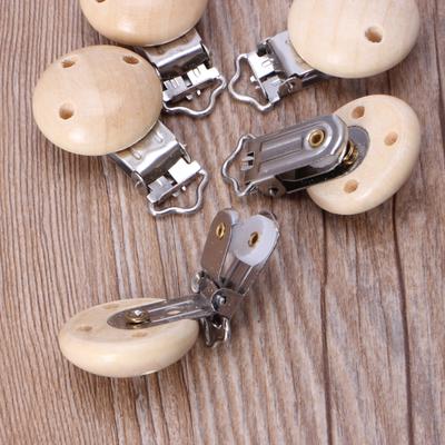 15Pcs Wooden Baby Solid Pacifier Clips Holders Infant Soother Clasps Holders
