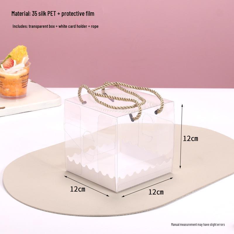 Transparent PET Swiss Roll Cake Box with Handle