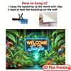 2D Green Jungle Toucan Background Cloth Neon Sign Photo Booth Prop