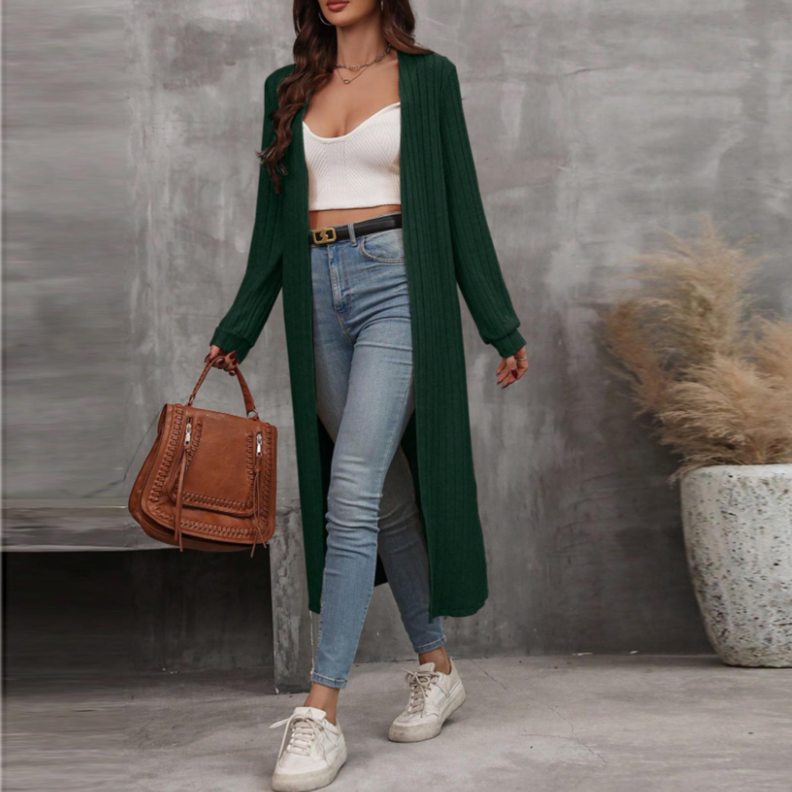 Женский повседневный модный однотонный длинный кардиган-жакет L