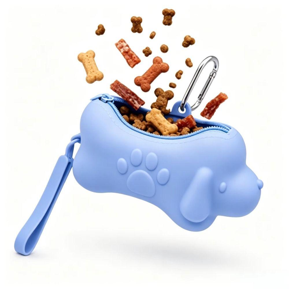 Zipper Closure Silicone Dog Treat Pouch Food Grade Silicone Dog Snack Pockets Pet Training