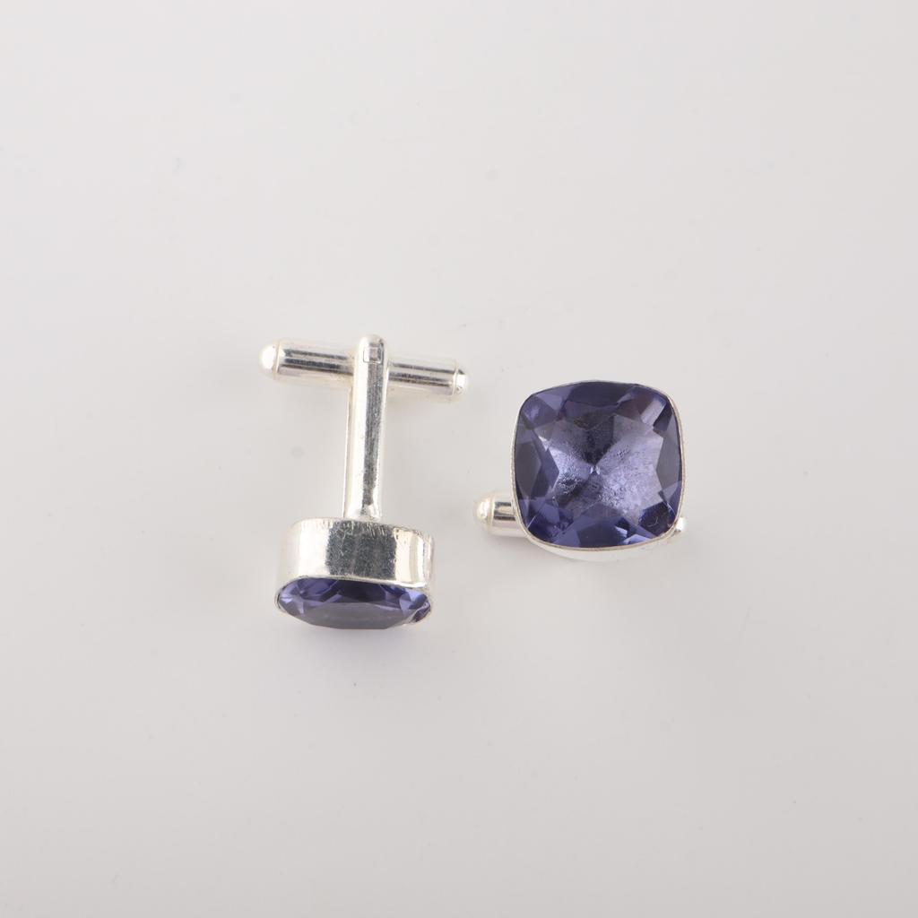 Iolite Gemstone 925 Sterling Silver Handmade Men's Suit Cufflinks For Birthday Party CL-9-13