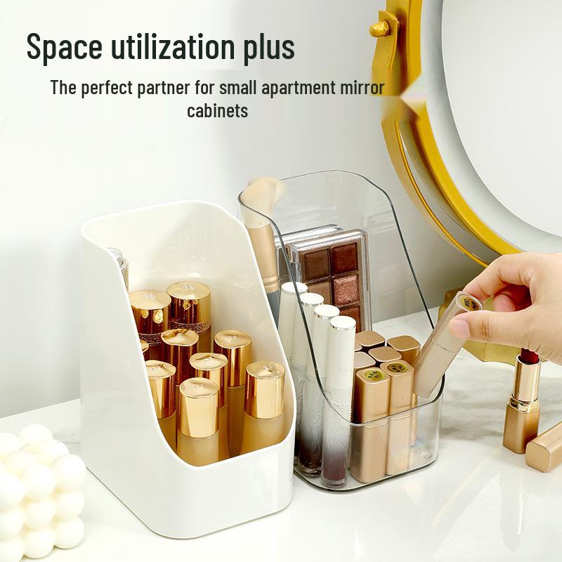 Clear Multifunctional Cosmetic Organizer: Slanted Storage for Lipstick, Eyebrow Pencil, and Masks
