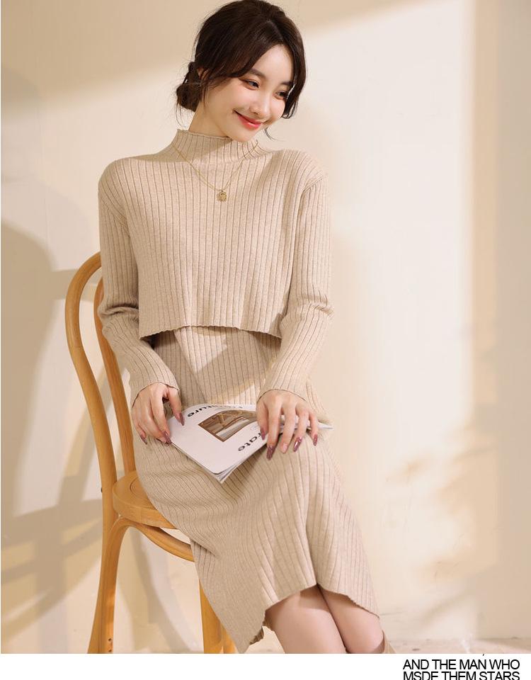 3509 Herbst/Winter Stillkleid für die Zeit nach der Geburt: Dicker Strick, Schlanke Passform, Spicy Mom Style, Stillfreundlich