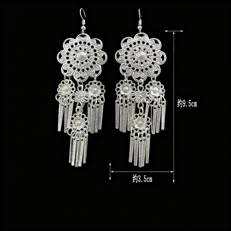 Ethnic style earrings Alloy silver-plated Miao ethnic minority Dong Yi earrings Earrings
