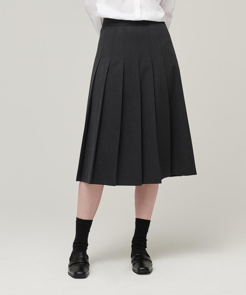 Musinsa Standard Woman Women'S Pleated Midi Skirt [Charcoal Gray]