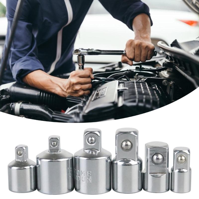 6Pcs Socket Adapter Set 1/2inch 3/8inch 1/4inch Steel Ratchet Wrench for Car Bicycles Garage Home Repair Tool