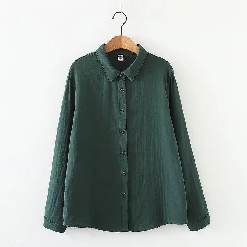 

Базовый хлопковый трикотаж двойной вязки, длинные рукава, стиль преппи, свободный, артистичный Dark green M [50.00 kg-57.50 kg]]