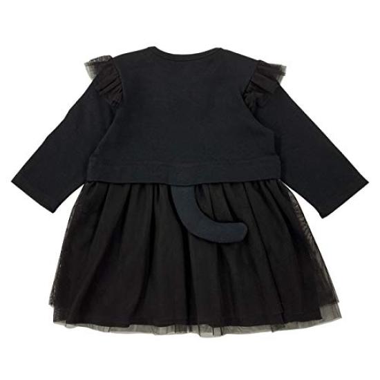 Black cat dress with cat ears and Halloween baby baby long headband, costume, clothes, girl, black, sleeves, P2294E-80-01