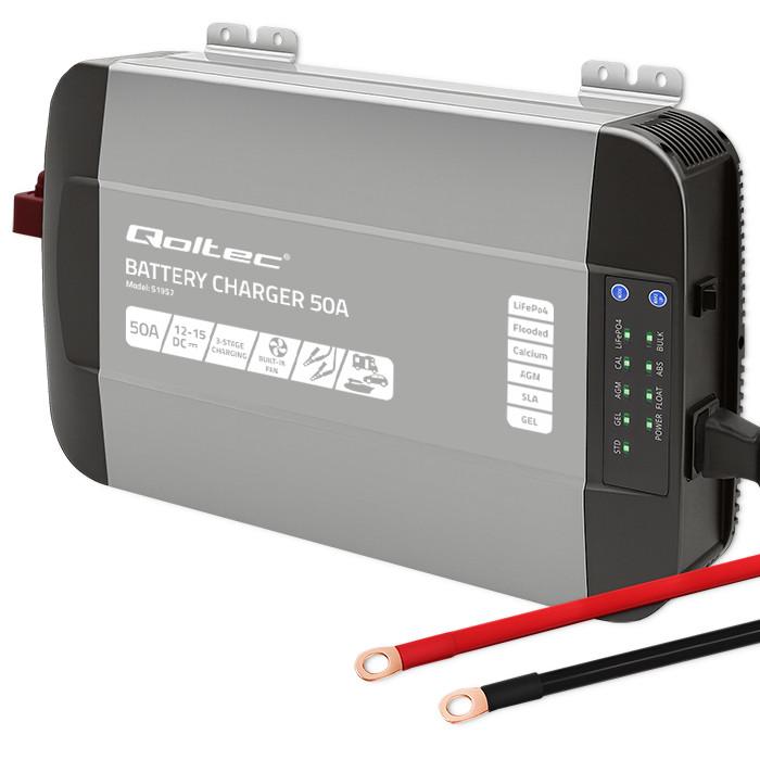 Qoltec Caricabatterie Professionale Intelligente Monolith Per Batterie Lifepo4 Agm Gel Sla | 50A | 12V