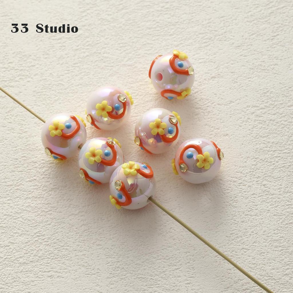Pure Hand-painted Beads Stickers Diamonds Set Pearl Diy Jewelry Accessories Material Package Beads Car Pendant Cell Phone Chain Beads