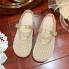 Fashion Women's Flat Slippers 2025 Summer Sandals Luxury Ballet Flats Mesh Mary Jane Shoes Ladies Summer Loafers Fashion Half Slippers