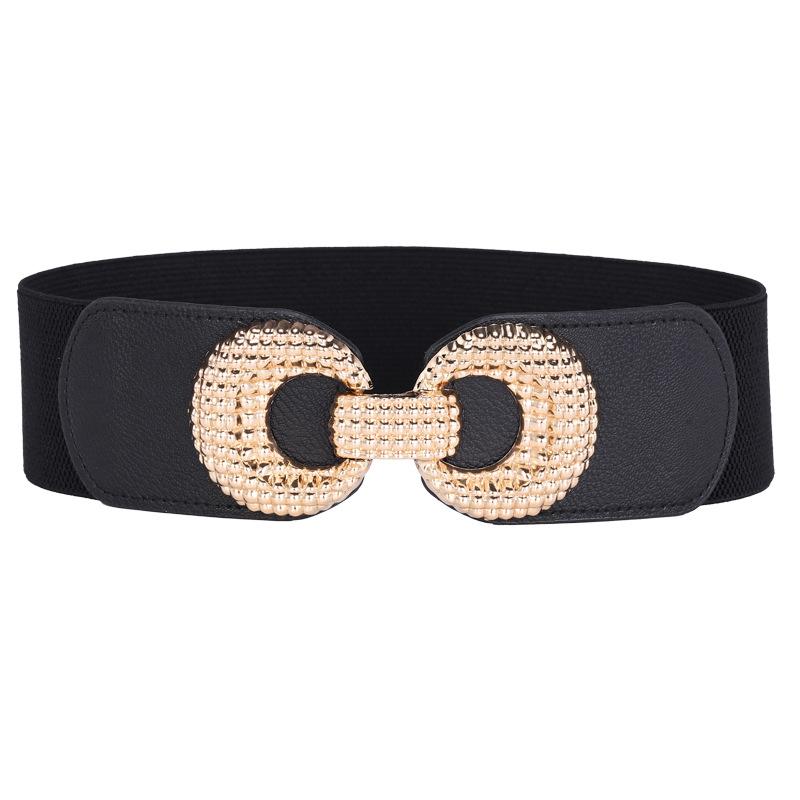 Elastic Belt Women'S 8-Shaped Buckle Wide Waist Seal Dress Decorative Waist Elastic Belt