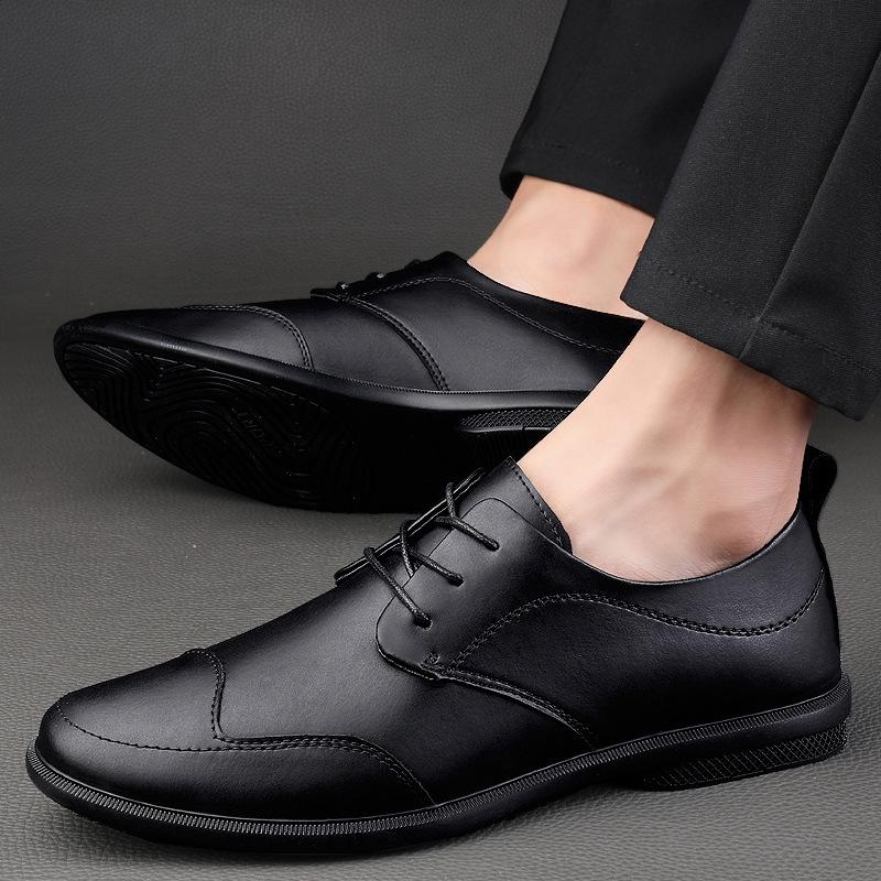 

Men s shoes 2025 summer new mature men s fashion lace-up solid color low-top heightening wine party formal business leather shoes 38