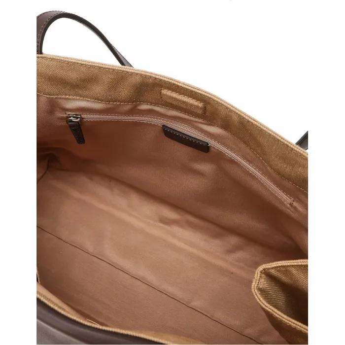 Aura Commute Brown Canvas Leather Combination Shoulder Bag L HIBA6E159I2