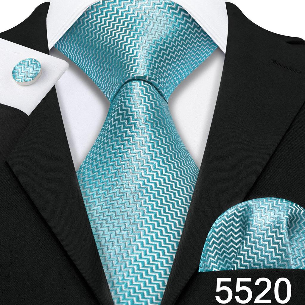 Barry.Wang Necktie Hankerchief Cufflinks Set Violet Paisley Tie Jacquard Woven Wedding