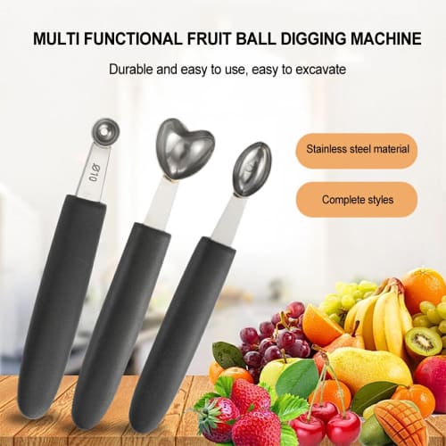 YWLiHcme Multifunctional Melon Baller Scoop for Various Fruits, Sturdy and Durable Stainless Steel Melon Baller Fruit Scoop, 25mm Round