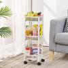 3-Tier Metal Storage Rolling Cart, Collapsible Utility Cart, No Assemble, Multifunction Serving Organizer Trolley with Lockable Wheels for Kitchen