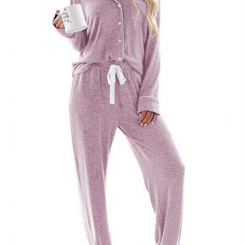 Women's Long-Sleeve Pajama Shirt - Casual Button-Down