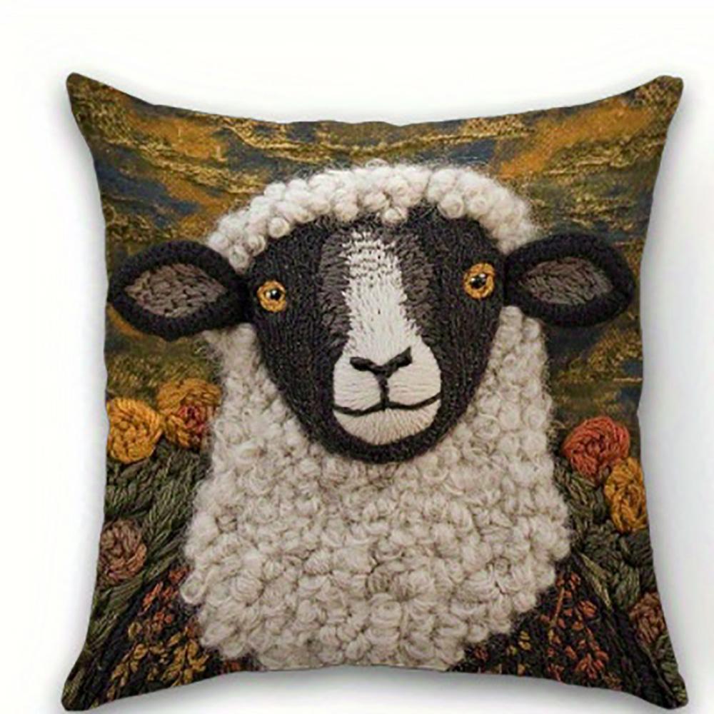 1/4pcs Sheep Patterned Pillowcases Sofa cushion cover home bedroom room decoration