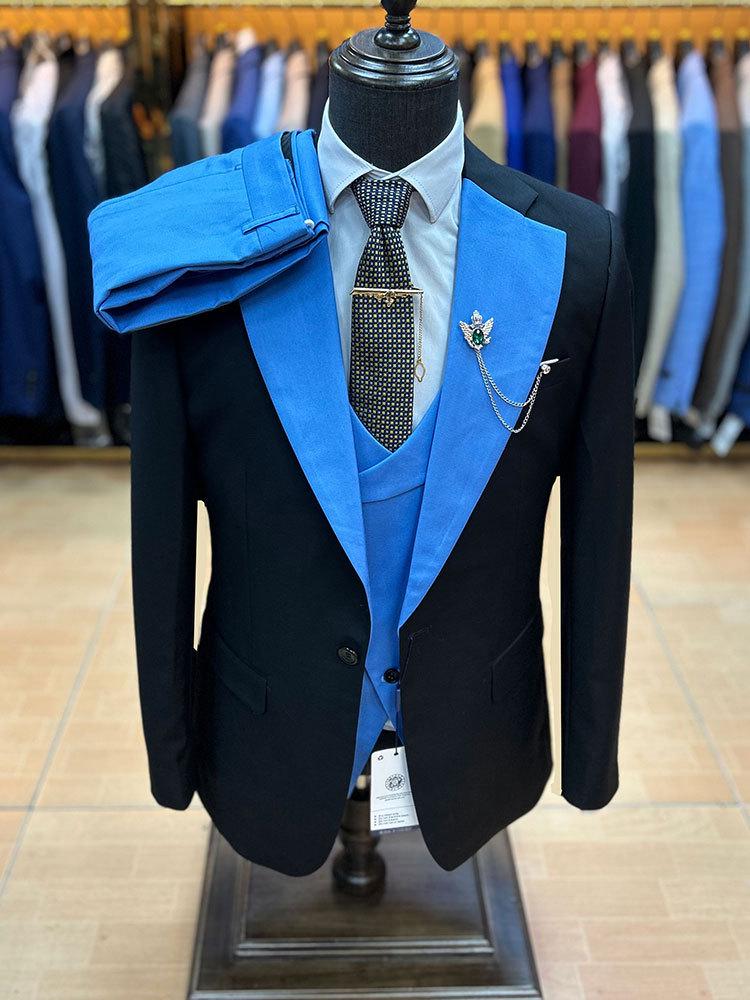 Men's European & American Style Slim Suits: Fashionable Business Black & Khaki Formal Wear