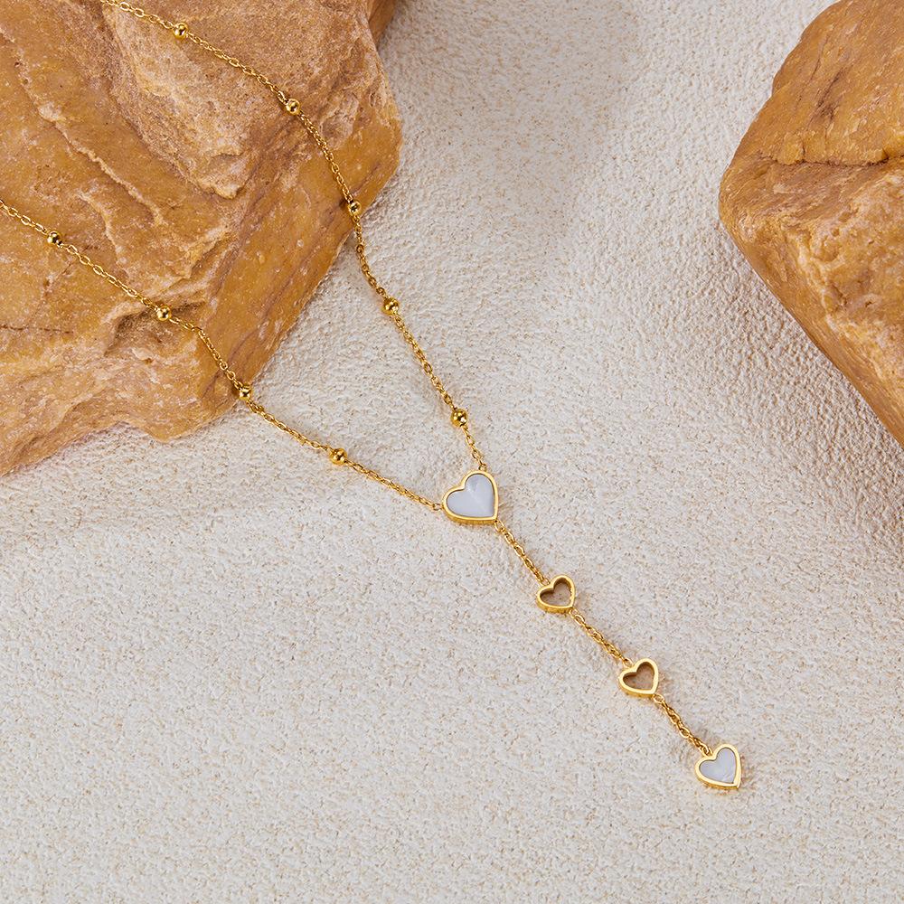 Gold Titanstahl Halskette vielseitige Persönlichkeit und Temperament Muschel Herzförmige Halskette Quaste Schlüsselbein Kette Schmuck für die Mutter