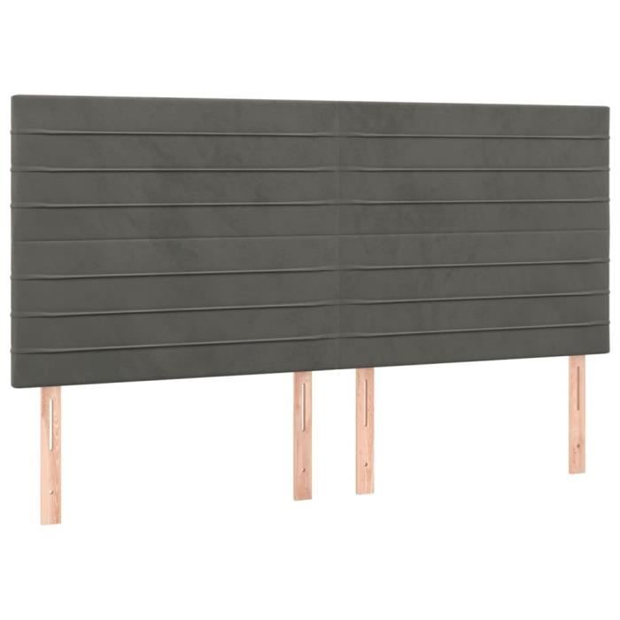 VidaXL Têtes de lit 4 pcs Gris foncé 80x5x78-88 cm Velours3116527