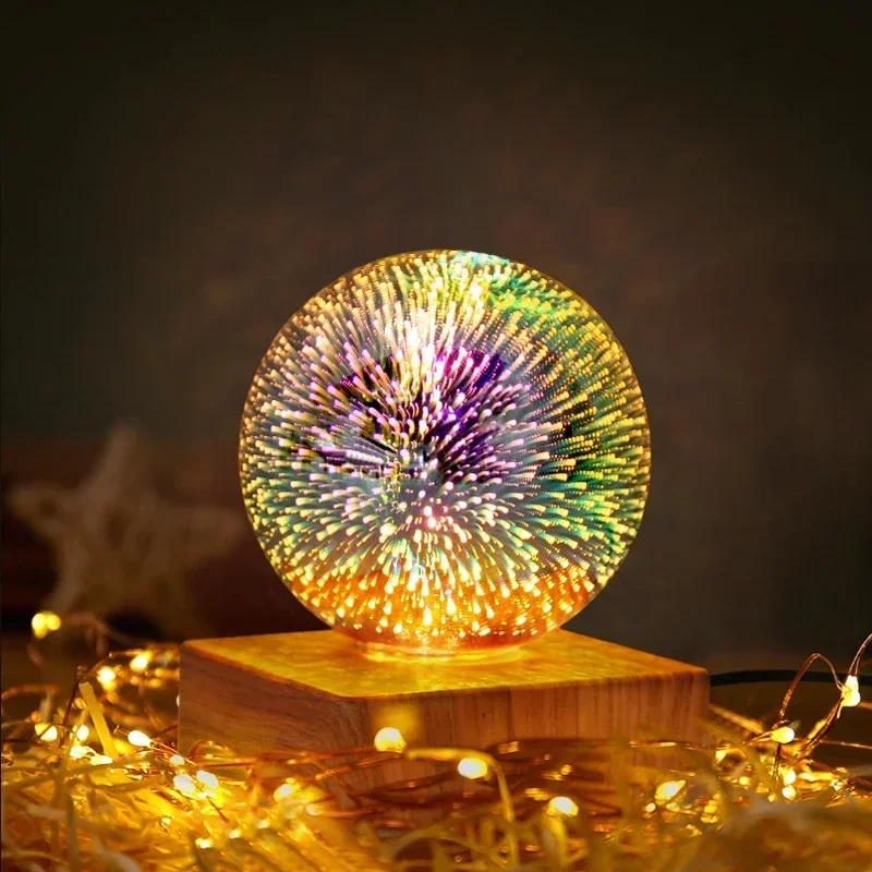 Creativity LED Night Light RGB USB Desk Lamp Sleep 3D Fireworks Star Atmosphere Light Glass Ball For Home Decor Sky Night Light