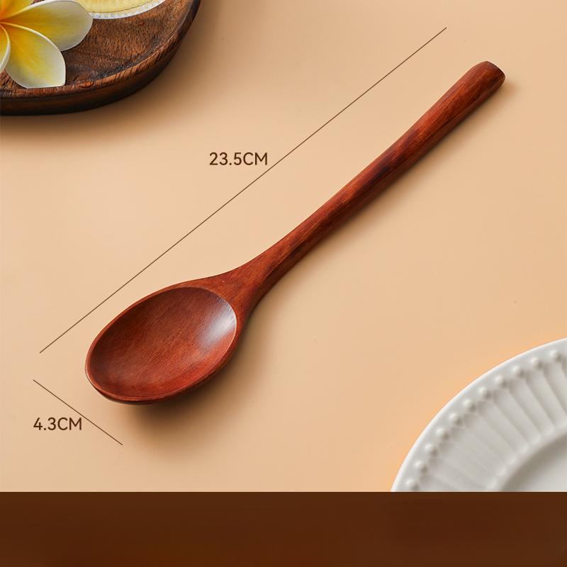 3/6pcs Natural Wood Spoon Long Handle Solid Wood Soup Spoon Eat Ramen Noodle Soup Spoon Japanese Household Eating Spoon
