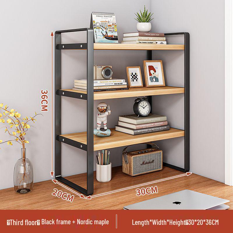 Wrought Iron Desktop Bookshelf for Bedroom, Living Room, or Office - Small, Simple Tabletop Organizer