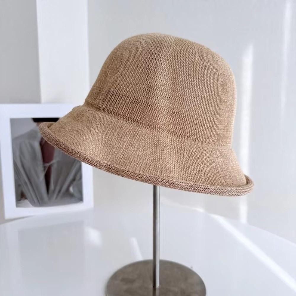 Knitted Women Bucket Hat Rolled Edge Sun Hat Fashion Basin Hat Outdoor Beach Vacation Wear