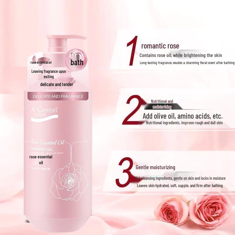 A'Gensn Rose Essential Oil Hydrating Shower Gel