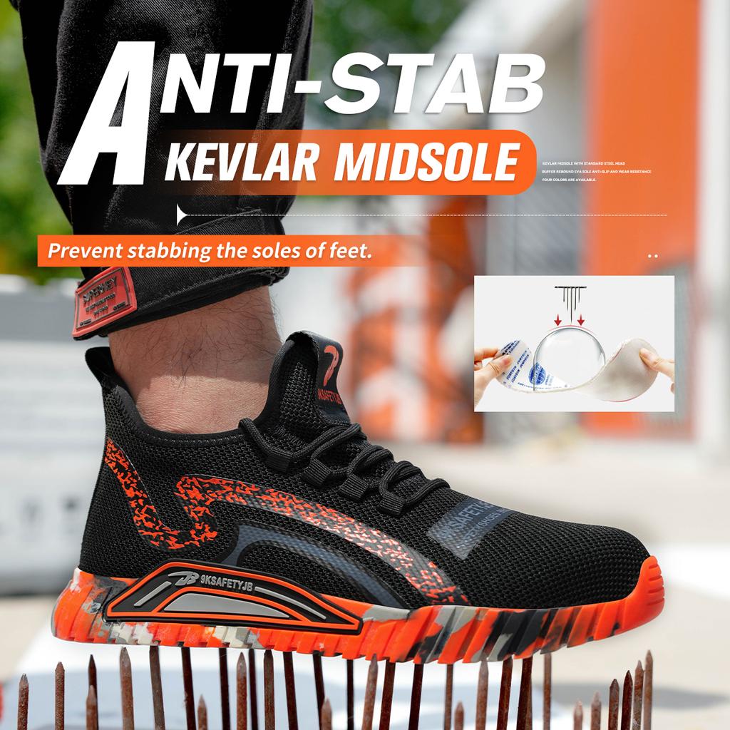 Fashion Lightweight Steel Toe Safety Shoes Men Anti-puncture Work Shoes Men Breathable Industrial Shoes Indestructible Work Safety Boots